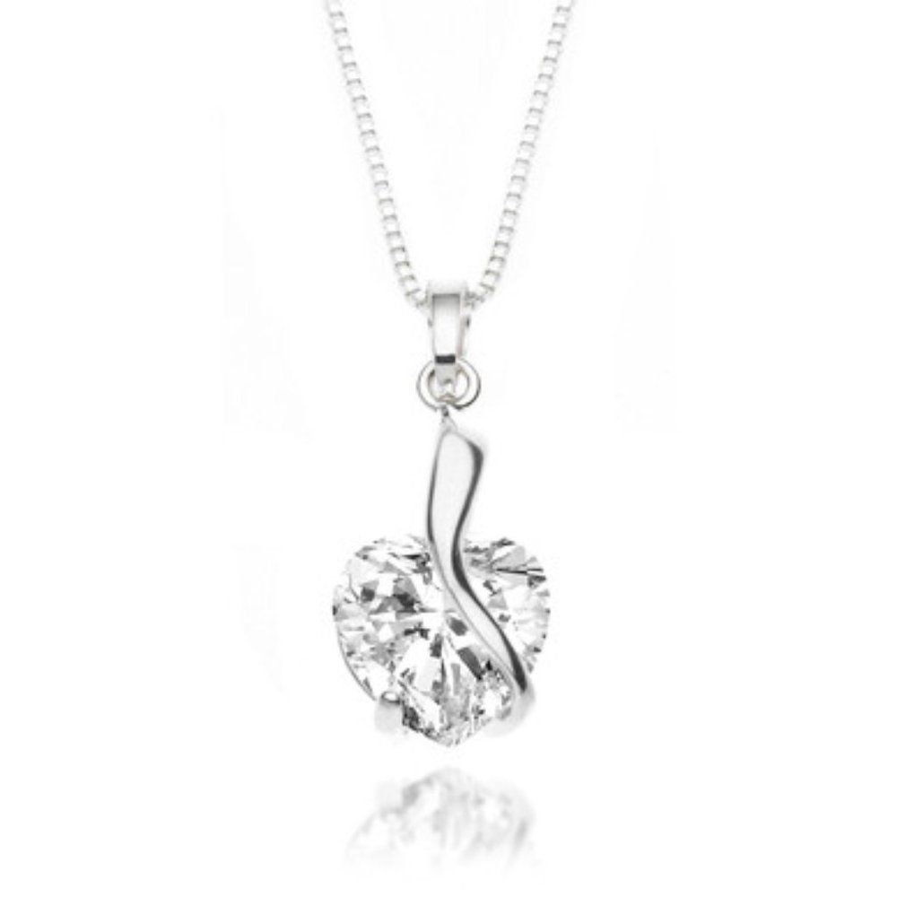 Crystal Hearts Touch in Silver Made with Swarovski Crystals